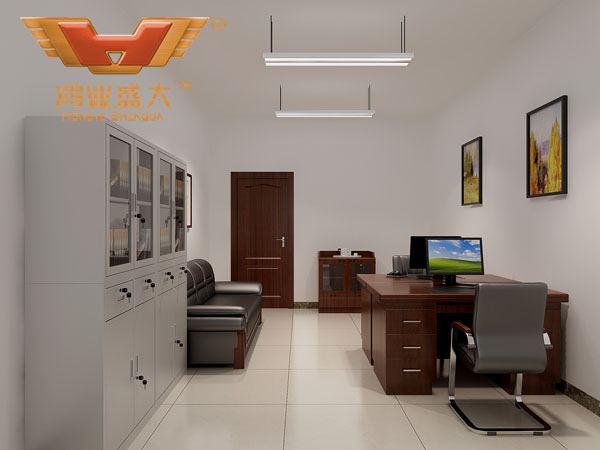 鸿业设计师根据要点3，为客户设计的3D职员办公室家具摆放效果图解决方案